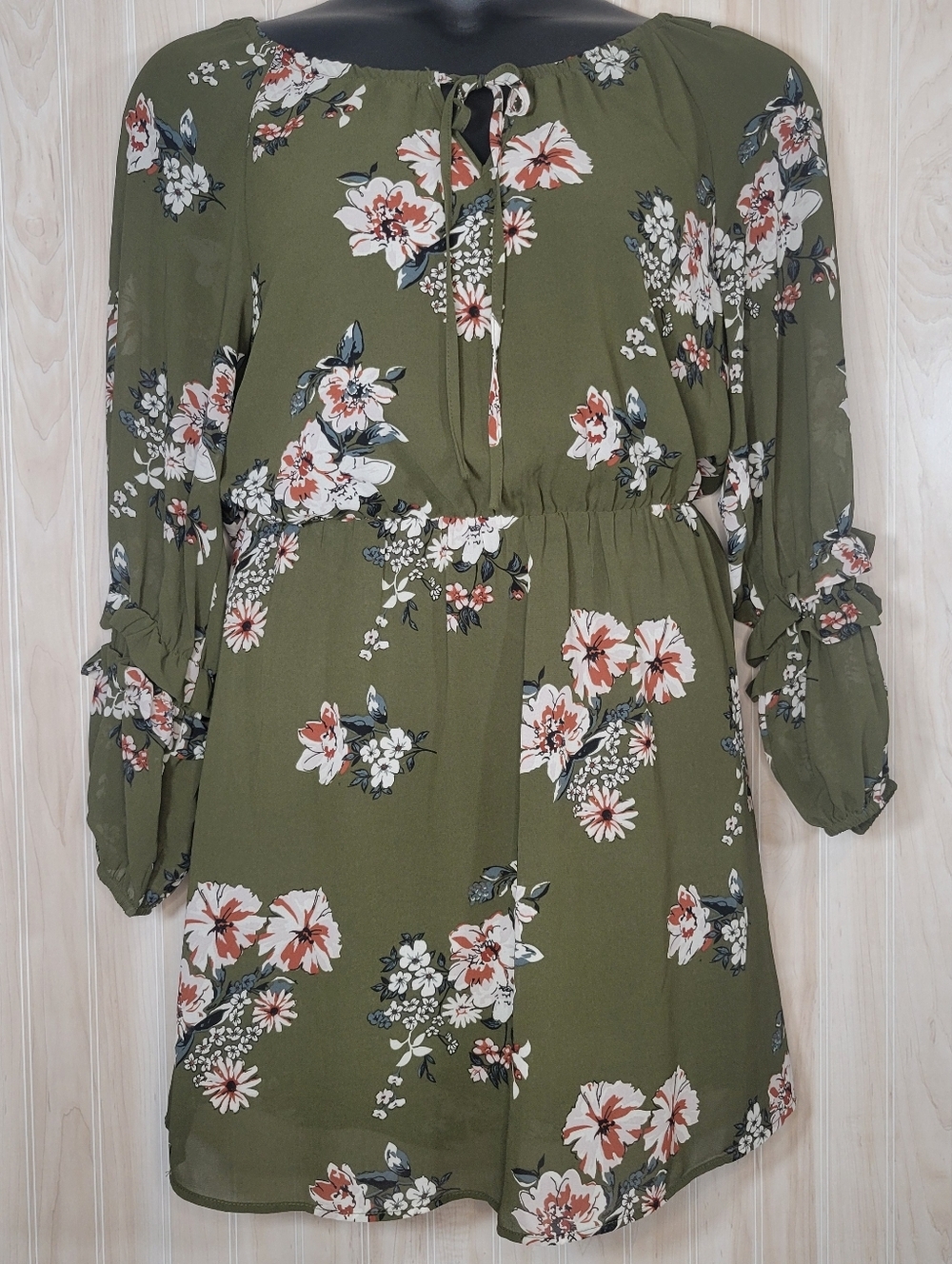 Krazy Kat Olive & Floral Mini Dress Sz Med
